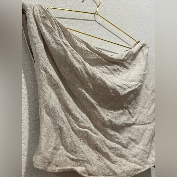 Peppermayo linen oatmeal beige Cream off shoulder Women's Top - Picture 5 of 10